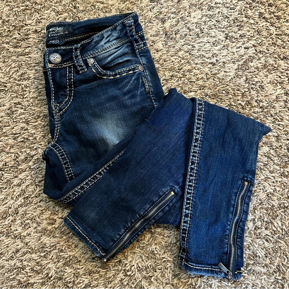 Silver skinny jeans size 25